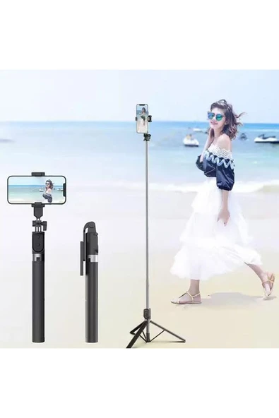 Coverzone Tripod /selfie Çubuğu P170 Bluetooth Uzaktan Kumandalı Yüksekliği Ayarlanabilir Portatif Taşınabilir ürün görseli 1