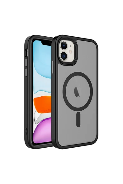 Coverzone İPhone 12-12 Pro ile Uyumlu Sert PC Arka Yüzey Wireless Şarj Özellikli Buzlu Saydam ZF Kapak ürün görseli 1