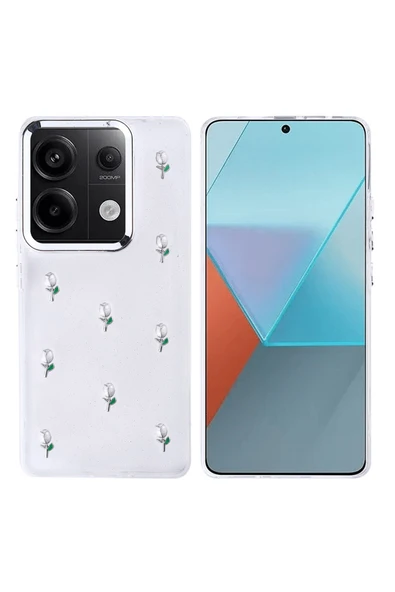 Coverzone Xiaomi Redmi Note 13 Pro 4G ile uyumlu Kılıf Airbag Köşeli Şeffaf Baskılı Z-Kutup ürün görseli 1