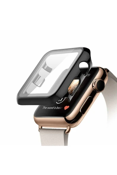 Coverzone Watch 42mm Uyumlu Tpu Çerçeveli Ekran Koruyuculu Ön Çerçeve Kılıf Siyah ürün görseli 1