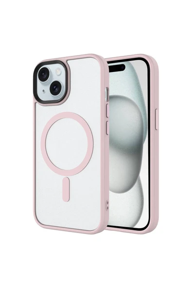 Coverzone İPhone 15 ile Uyumlu Sert PC Arka Yüzey Wireless Şarj Özellikli Buzlu Saydam ZF Kapak ürün görseli 1