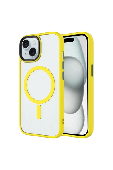 Coverzone İPhone 15 ile Uyumlu Sert PC Arka Yüzey Wireless Şarj Özellikli Buzlu Saydam ZF Kapak ürün görseli 1