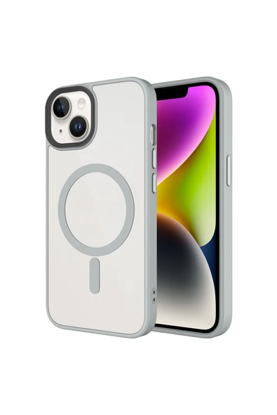 Coverzone İPhone 14 Plus ile Uyumlu Sert PC Arka Yüzey Wireless Şarj Özellikli Buzlu Saydam ZF Kapak ürün görseli 1