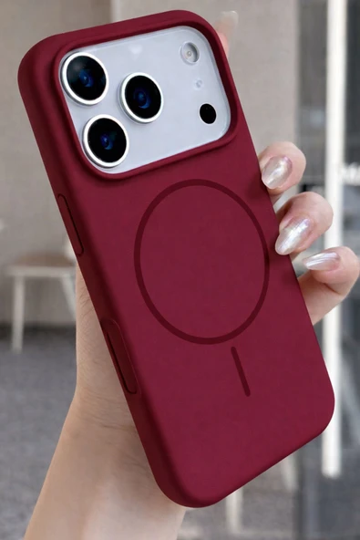 Coverzone İphone 17 Pro max için MagSafe ile uyumlu Kablosuz Şarj Özellikli Kadife İç Yüzey Silikon Kılıf ürün görseli 1