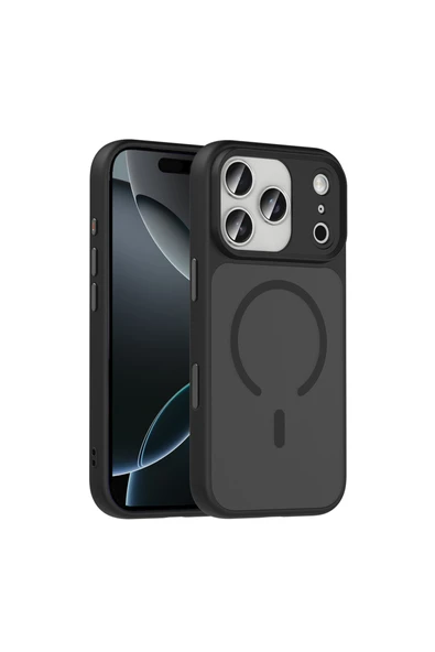 Coverzone İPhone 17 Pro ile Uyumlu Sert PC Arka Yüzey Wireless Şarj Özellikli Buzlu Saydam ZF Kapak ürün görseli 1