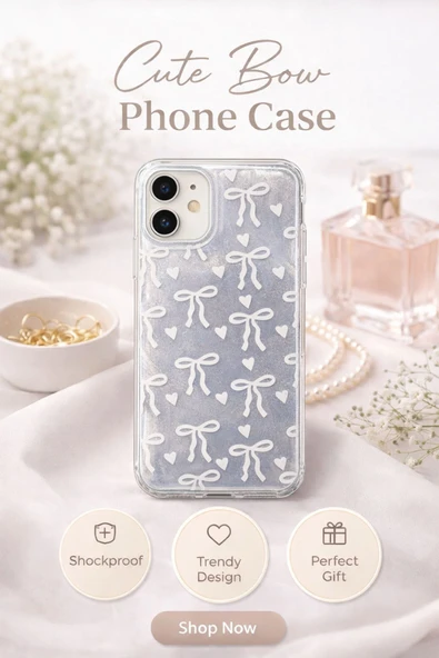Coverzone İPhone 17 İle Uyumlu Hologramlı Kurdele Desenli Sert Şık Telefon Kılıfı Beyaz İdb-264 ürün görseli 1