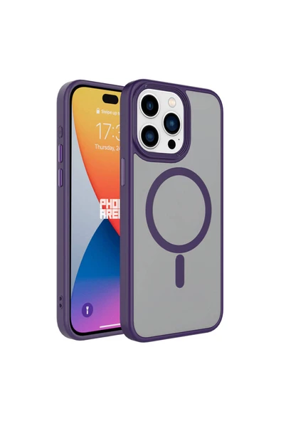 Coverzone İPhone 15 Pro Max ile Uyumlu Sert PC Arka Yüzey Wireless Şarj Özellikli Buzlu Saydam ZF Kapak ürün görseli 1