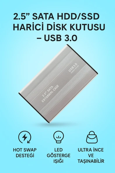 Coverzone Harici Disk Kutusu ZR1075 - 2.5” HDD, USB 2.0, 1TB Destekli, Tak-Çalıştır, Ultra İnce, LED Işıklı ürün görseli 1