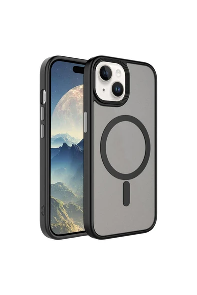 Coverzone İPhone 15 Plus ile Uyumlu Sert PC Arka Yüzey Wireless Şarj Özellikli Buzlu Saydam ZF Kapak ürün görseli 1
