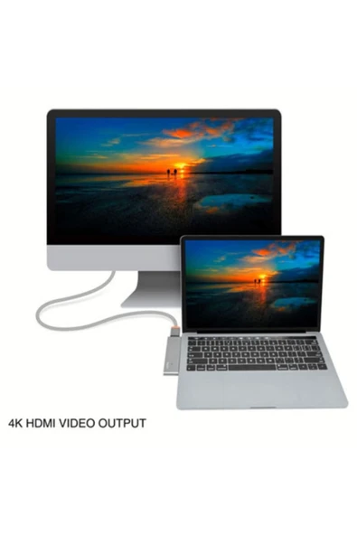 Coverzone 7in1 Type-c To 4k Hdtv 2x Usb Çoklayıcı Kart Reader ürün görseli 1