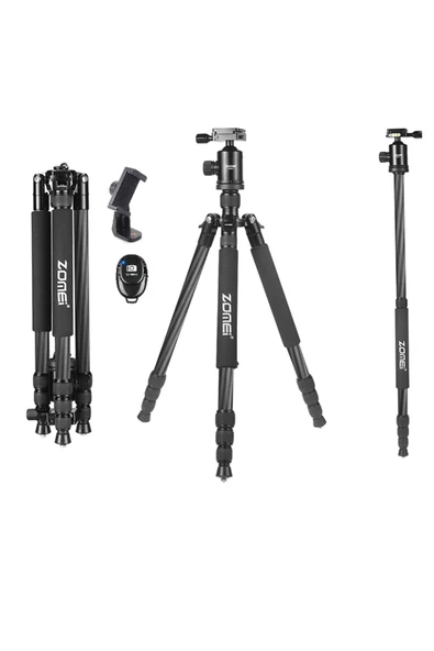 Coverzone ZOMEI Z818C Profesyonel Taşınabilir Karbon Fiber Dijital Kamera ve Kamera Tripod Monopod Stant ürün görseli 1
