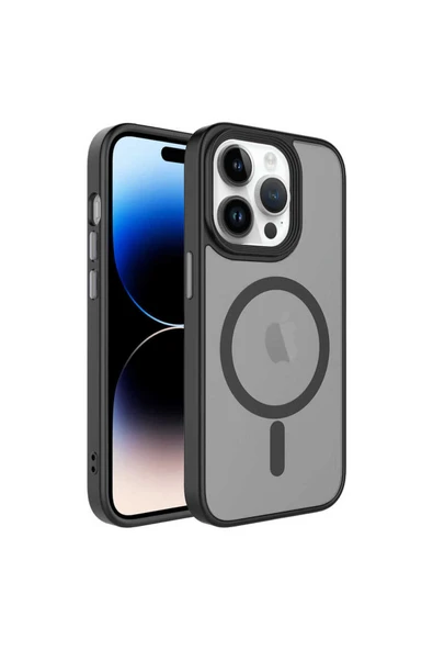 Coverzone İPhone 14 Pro ile Uyumlu Sert PC Arka Yüzey Wireless Şarj Özellikli Buzlu Saydam ZF Kapak ürün görseli 1