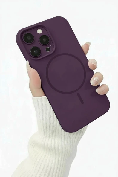 Coverzone İphone 15 Pro max için MagSafe ile uyumlu Kablosuz Şarj Özellikli Kadife İç Yüzey Silikon Kılıf ürün görseli 1