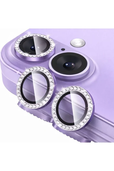 Coverzone İPhone 17 İle Uyumlu Parlak Taşlı Lavanta Özel Tasarım Kamera Lens Koruyucu ürün görseli 1