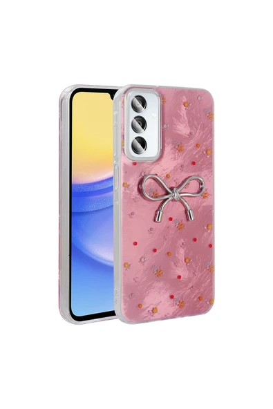 Coverzone Galaxy A35/A55 İle Uyumlu Figürlü Ponti Silikon Telefon Kılıfı Pembe Kurdele ürün görseli 1