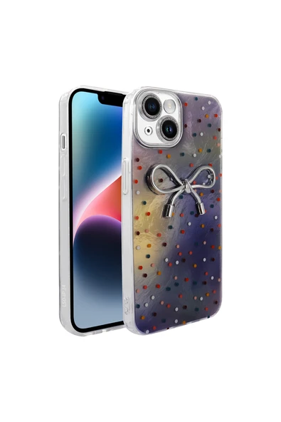Coverzone İPhone 13 / 14 İle Uyumlu Figürlü Ponti Silikon Telefon Kılıfı Gökküşağı Kurdele ürün görseli 1