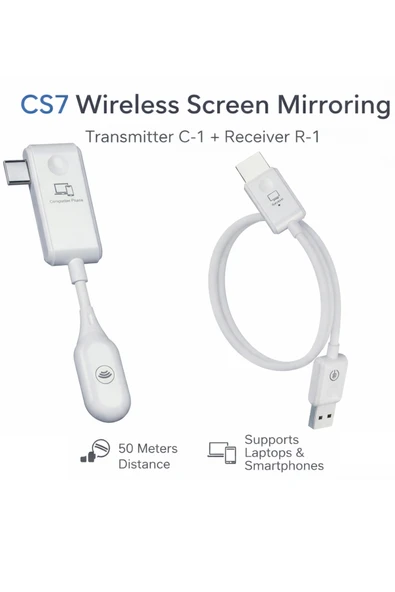 Coverzone Kablosuz HD Görüntü Aktarıcı Seti 50m USB-C Verici Alıcı HDMI Plug Play | ZR1179 ürün görseli 1