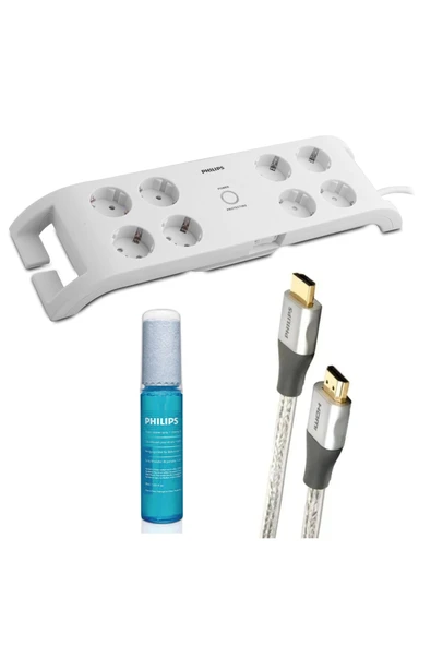 Philips 803211 Tv Set 3in1 (Akım Korumalı Priz + HDMI Kablo + Ekran Temizleyici) ürün görseli 1