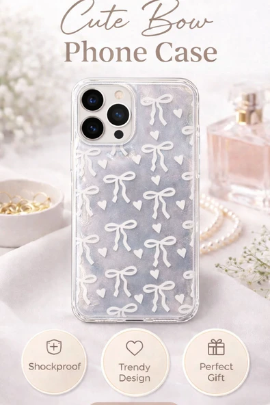 Coverzone İPhone 15 Pro İle Uyumlu Hologramlı Kurdele Desenli Sert Şık Telefon Kılıfı Beyaz İdb-264 ürün görseli 1