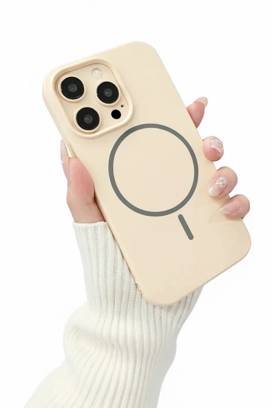 Coverzone İphone 16 Pro max için MagSafe ile uyumlu Kablosuz Şarj Özellikli Kadife İç Yüzey Silikon Kılıf ürün görseli 1