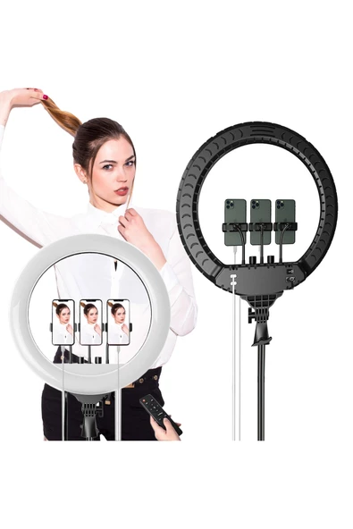 Coverzone 21 inch 53cm Aydınlatma Youtuber LED Halka Telefon Tutuculu Selfie/Yayıncı/Makyaj Işık RL21 ürün görseli 1