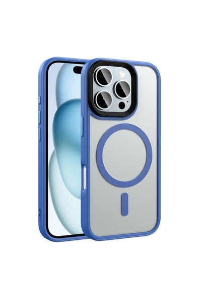 Coverzone İPhone 16 Pro ile Uyumlu Sert PC Arka Yüzey Wireless Şarj Özellikli Buzlu Saydam ZF Kapak ürün görseli 1