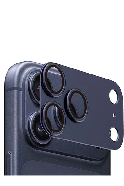 Coverzone iPhone 17 Pro Max Uyumlu Kamera Lens Koruyucu 9H Temperli Cam Metal Halkalı Tam Kapsam Şık Kapak ürün görseli 1