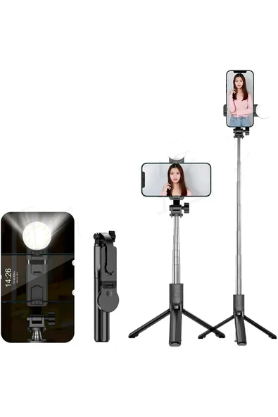 Coverzone Akıllı Telefonlar İçin Tripod Kendinden Işıklı Ultra Hafif 360 Derece Dönebilen Başlık Üç Ayak G4 ürün görseli 1