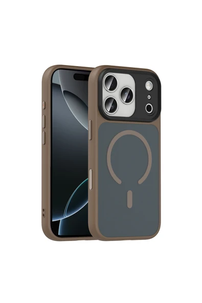 Coverzone İPhone 17 Pro ile Uyumlu Sert PC Arka Yüzey Wireless Şarj Özellikli Buzlu Saydam ZF Kapak ürün görseli 1