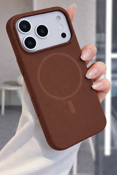 Coverzone İphone 17 Pro max için MagSafe ile uyumlu Kablosuz Şarj Özellikli Kadife İç Yüzey Silikon Kılıf ürün görseli 1