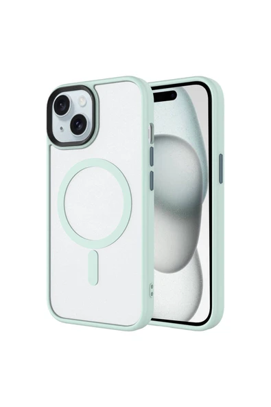 Coverzone İPhone 15 ile Uyumlu Sert PC Arka Yüzey Wireless Şarj Özellikli Buzlu Saydam ZF Kapak ürün görseli 1