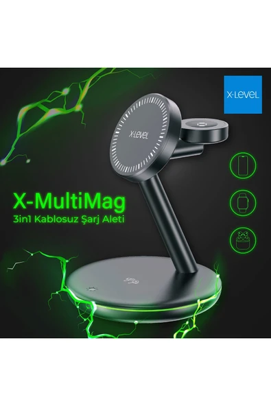 X-Level X-multimag Iphone / Apple Watch / Airpods Uyumlu Magsafe Özellikli 3 In 1 Kablosuz Şarj Istasyonu ürün görseli 1