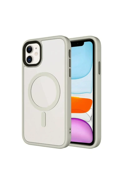 Coverzone İPhone 11 ile Uyumlu Sert PC Arka Yüzey Wireless Şarj Özellikli Buzlu Saydam ZF Kapak ürün görseli 1