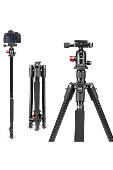 Coverzone Zomei M6 DSLR Tripod 12kg Taşıma Kapasiteli Profesyonel Alüminyum Alaşım 161cm Çantalı ürün görseli 1