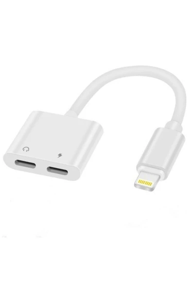 Coverzone Lightning to Lightning Şarj ve Kulaklık Adaptörü Çift Giriş Aynı Anda Şarj Müzik | MH033 ürün görseli 1