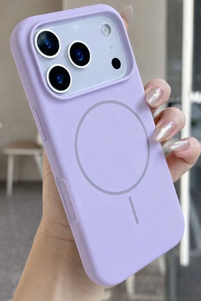 Coverzone İphone 17 Pro max için MagSafe ile uyumlu Kablosuz Şarj Özellikli Kadife İç Yüzey Silikon Kılıf ürün görseli 1