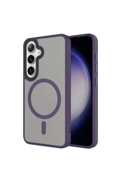 Coverzone Galaxy S24 ile Uyumlu Sert PC Arka Yüzey Wireless Şarj Özellikli Buzlu Saydam ZF Kapak ürün görseli 1