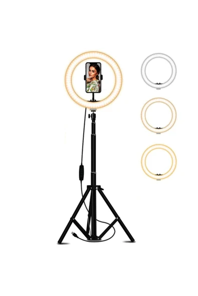 Coverzone Youtuber Led Işıklı Halka 13 Inch Selfie/yayıncı/makyaj Işığı 210 Cm Tripod ürün görseli 1