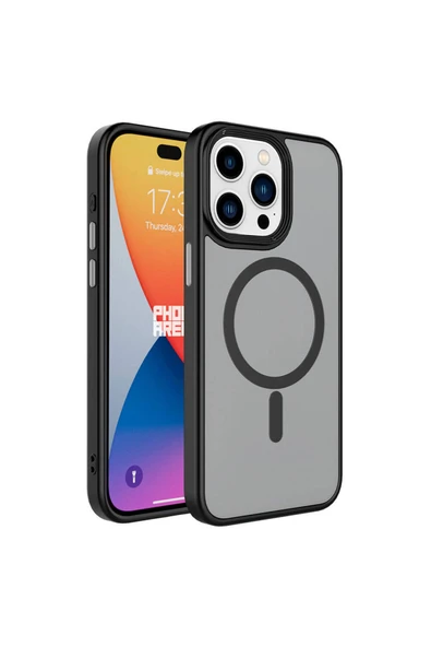 Coverzone İPhone 15 Pro Max ile Uyumlu Sert PC Arka Yüzey Wireless Şarj Özellikli Buzlu Saydam ZF Kapak ürün görseli 1