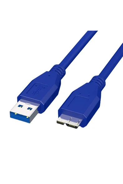 Coverzone USB to Micro B 3.0 Kablo 1 Metre Mavi Renk Hızlı Veri Aktarım Kablosu Micro B Harici Harddisk Kablo ürün görseli 1