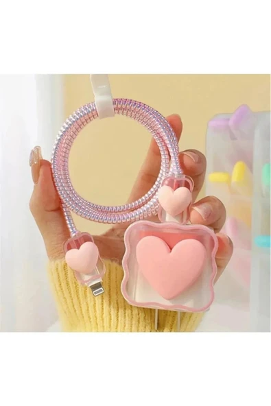 Coverzone 18/20 Watt Uyumlu  İphone Şarj Koruyucu Ve Kablo Koruyucu Sarma Aparatlı Set Adaptör Koruyucu Kılıf ürün görseli 1