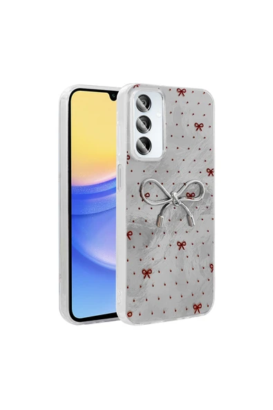 Coverzone Galaxy A26 İle Uyumlu Figürlü Ponti Silikon Telefon Kılıfı Gümüş Kurdele ürün görseli 1