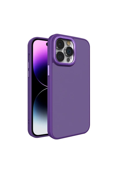 Coverzone İphone 14 Pro Max ile Uyumlu Köşe Korumalı Buzlu Saydam Metal Koruma Çerçeveli Kamera Korumalı Kılıf ürün görseli 1