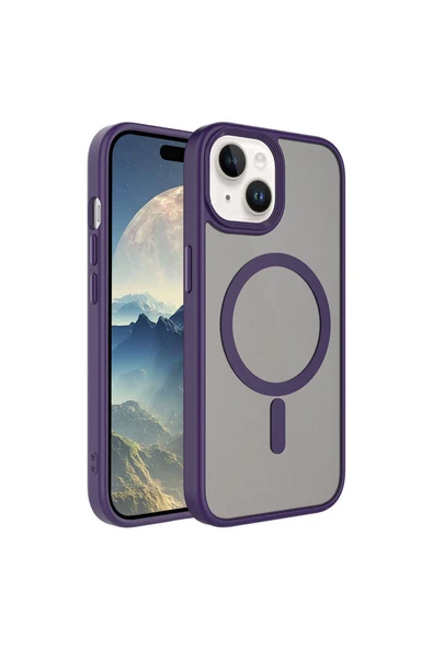 Coverzone İPhone 15 ile Uyumlu Sert PC Arka Yüzey Wireless Şarj Özellikli Buzlu Saydam ZF Kapak ürün görseli 1