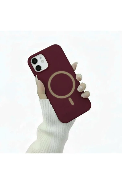 Coverzone İphone 13-14 İle Uyumlu MagSafe ile uyumlu Kablosuz Şarj Özellikli Kadife İç Yüzey Silikon Kılıf ürün görseli 1