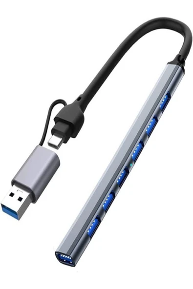 Coverzone Type-c Usb 3.0 7 Portlu Hub Otg Çoğaltıcı Pc Telefon Uyum Veri Aktarımı Mouse Klavye Bağla ürün görseli 1