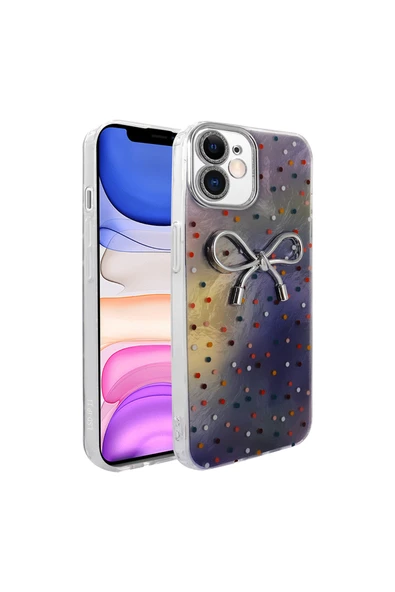 Coverzone İPhone 11 İle Uyumlu Figürlü Ponti Silikon Telefon Kılıfı Gökküşağı Kurdele ürün görseli 1