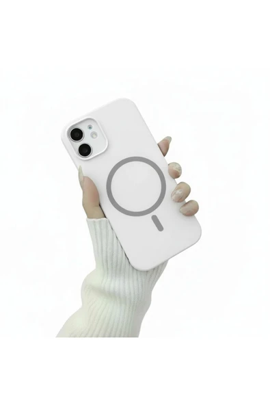 Coverzone İphone 11 İle Uyumlu MagSafe ile uyumlu Kablosuz Şarj Özellikli Kadife İç Yüzey Silikon Kılıf ürün görseli 1