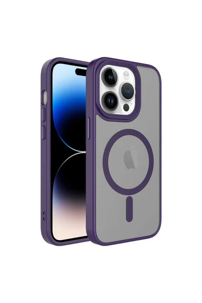 Coverzone İPhone 14 Pro ile Uyumlu Sert PC Arka Yüzey Wireless Şarj Özellikli Buzlu Saydam ZF Kapak ürün görseli 1