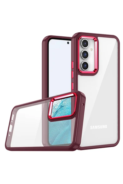 Coverzone Galaxy A04s Ile Uyumlu Kılıf Kontrast Renk Tasarımlı Cynosure Kapak Kırmızı ürün görseli 1